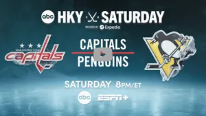 ABC Hockey Saturday highlighting the Washington Capitals against the Pittsburgh Penguins on Saturday at 8 PM/ET on ABC and simulcast on ESPN+.