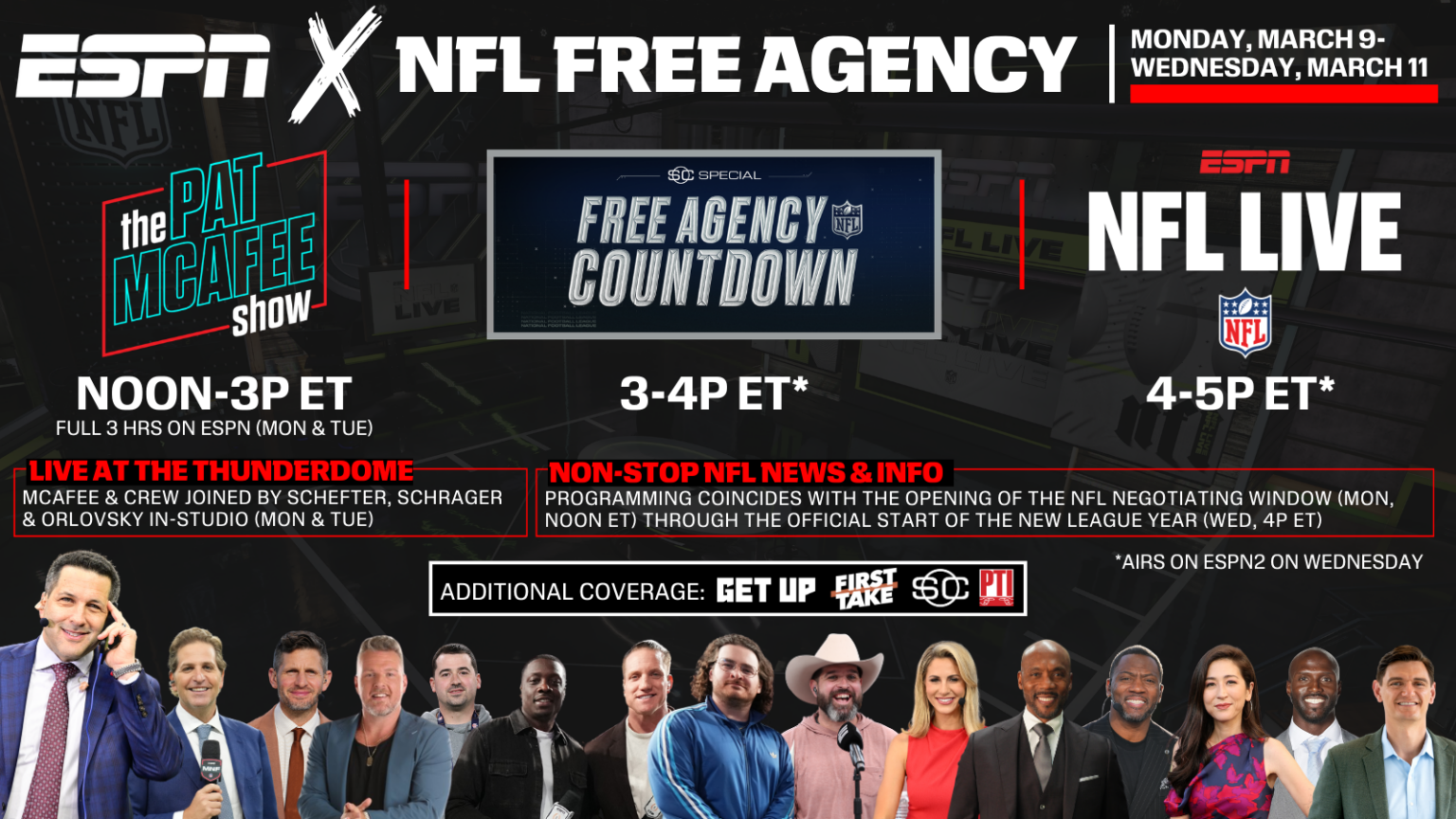 March 9: ESPN’s NFL free agency coverage kicks off with over six hours ...